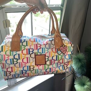 SOLD! Dooney & Bourke Colorful Signature Satchel with Brown Handles